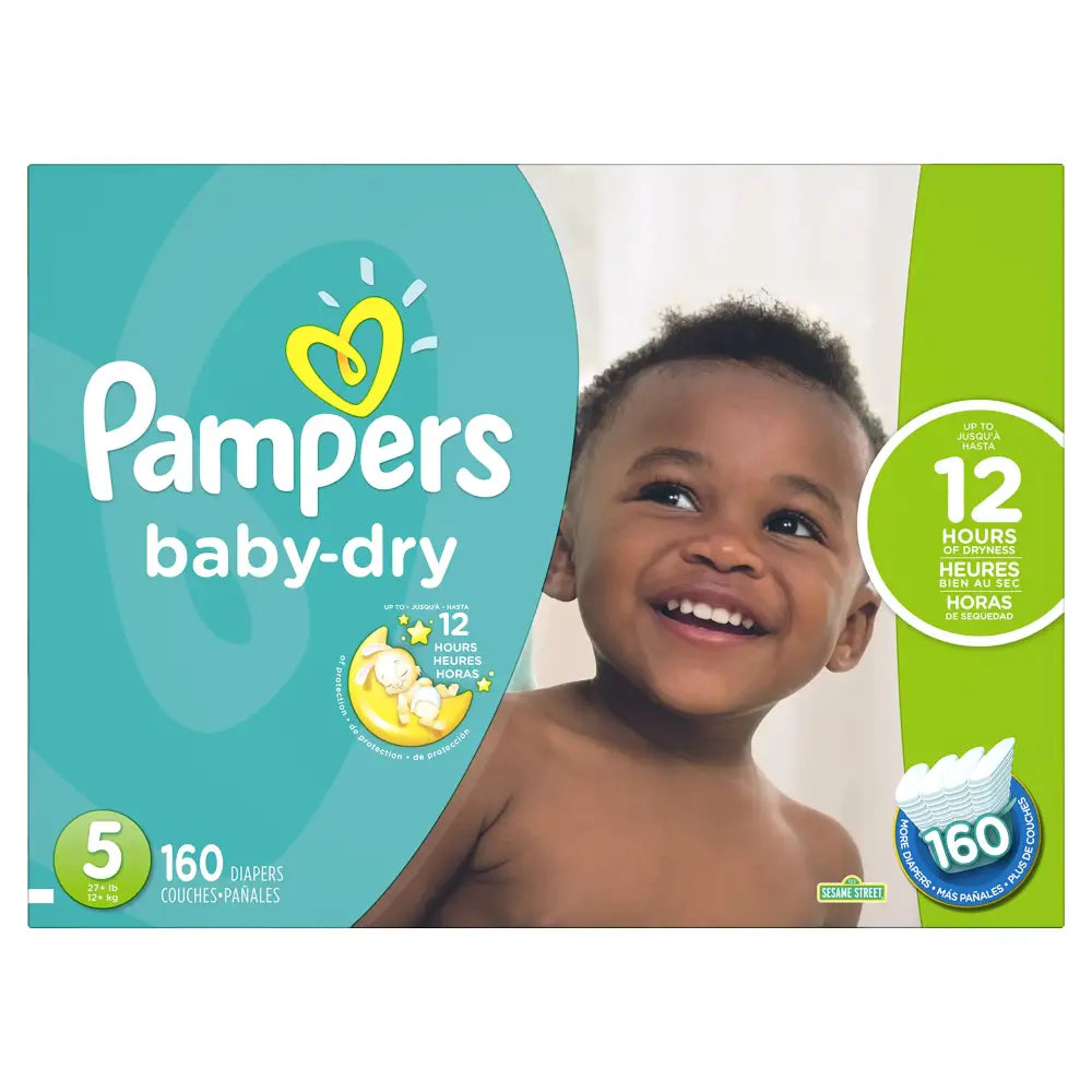 Pampers Baby-Dry Disposable Diapers Size 5 160 Count ECONOMY PACK PLUS - n/a