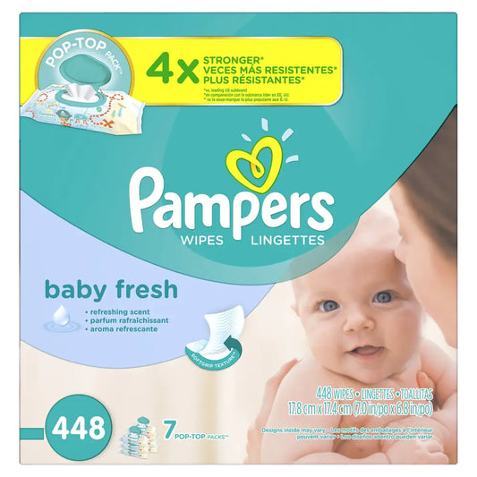 Pampers Baby Fresh Water Baby Wipes 7X Pop-Top Packs 448 Count - Scented / 448 Count (Pack of 1)