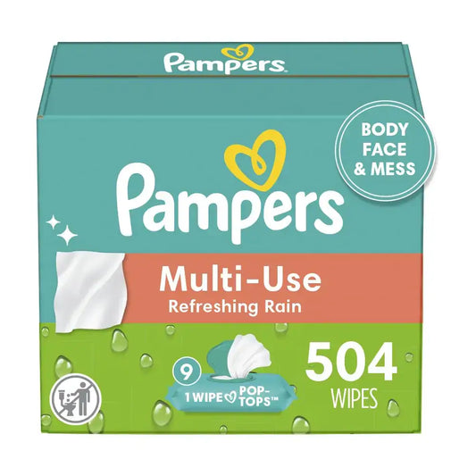 Pampers Baby Wipes Multi-Use Refreshing Rain 9X Pop-Top Packs 504 Count - 56 Count (Pack of 9)