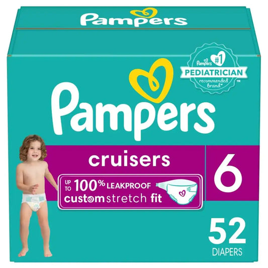 Pampers Cruisers Diapers - Size 6 52 Count Disposable Active Baby Diapers with Custom Stretch - 52 / Size 6