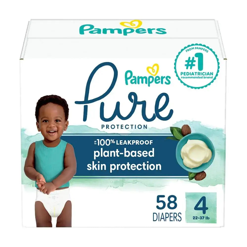 Pampers Pure Protection Diapers - Size 4 58 Count Hypoallergenic Premium Disposable Baby Diapers - 58 / Size 4