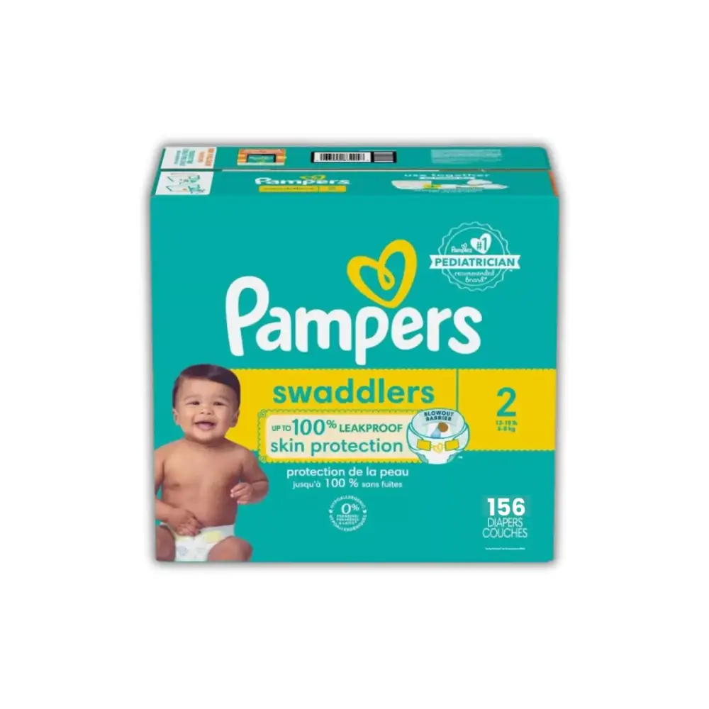 Pampers Swaddlers Diapers - Size 2 One Month Supply (156 Count) Soft Disposable Baby Diapers - n/a