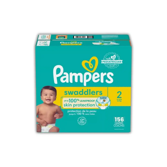 Pampers Swaddlers Diapers - Size 2 One Month Supply (156 Count) Soft Disposable Baby Diapers - n/a