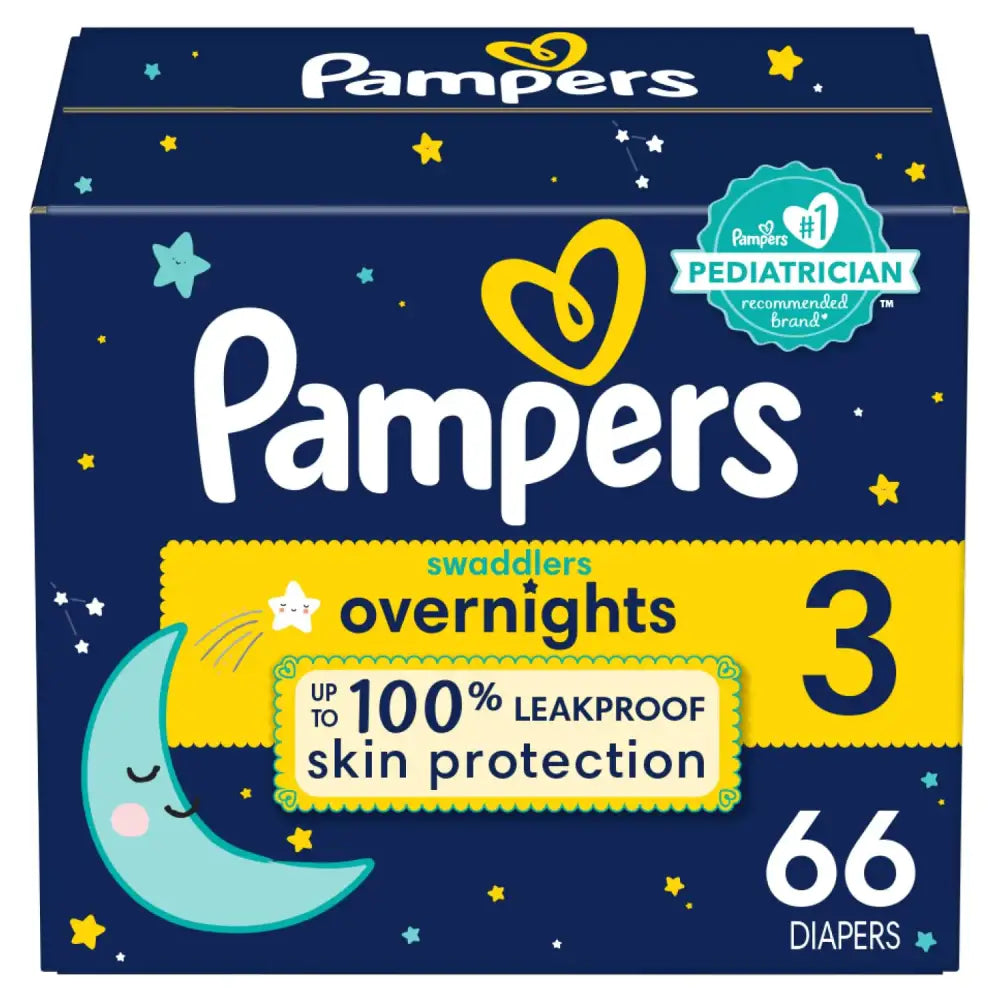 Pampers Swaddlers Overnights Diapers - Size 3 66 Count Disposable Baby Diapers Night Time Skin Protection - 66 / Size 3