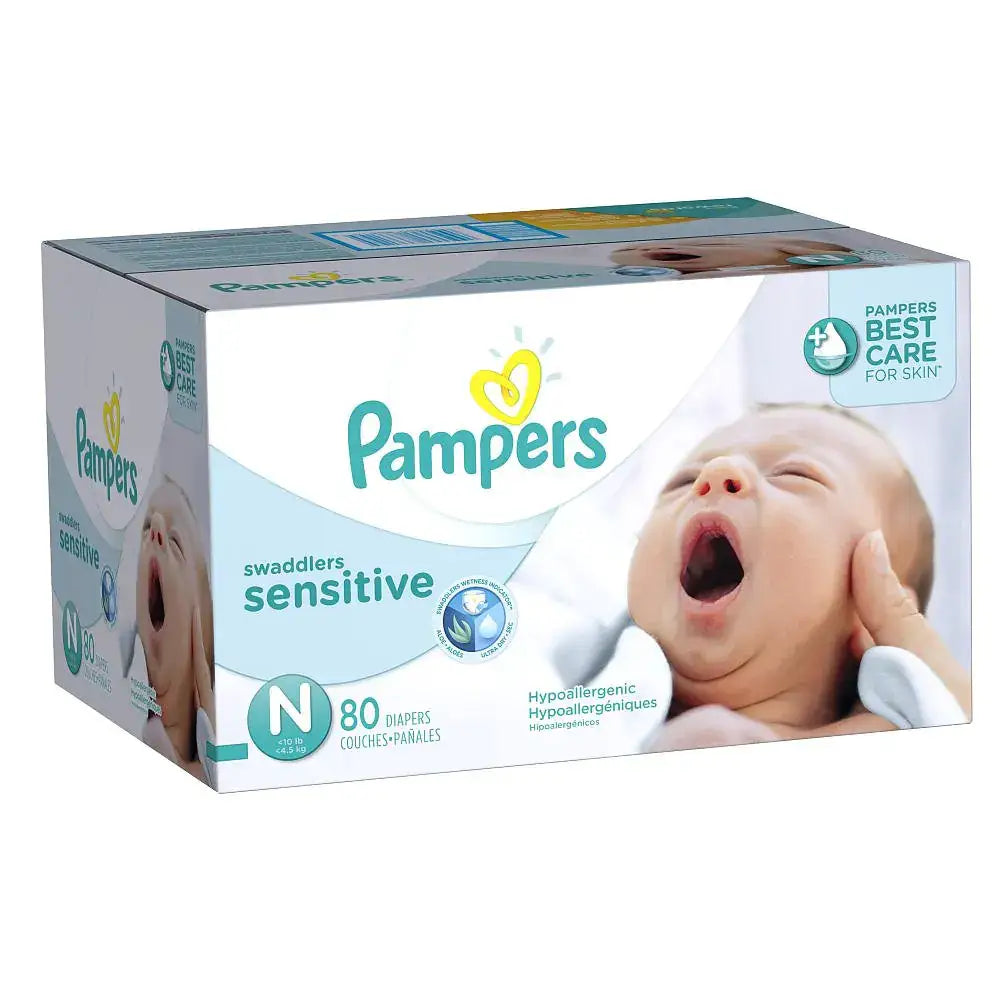Pampers Swaddlers Sensitive Disposable Diapers Newborn Size (> 10 lb) 80 Count Super - 80.0 / Newborn