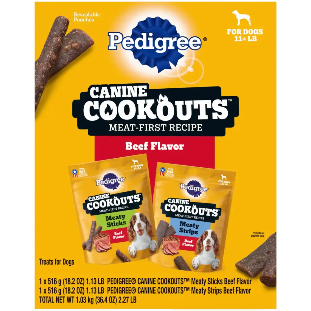 Pedigree Canine Cookout Soft Dog Treats Beef Flavored Meaty Sticks and Strips (2) 18.2 oz. Bags - Beef / 9.1 Ounce