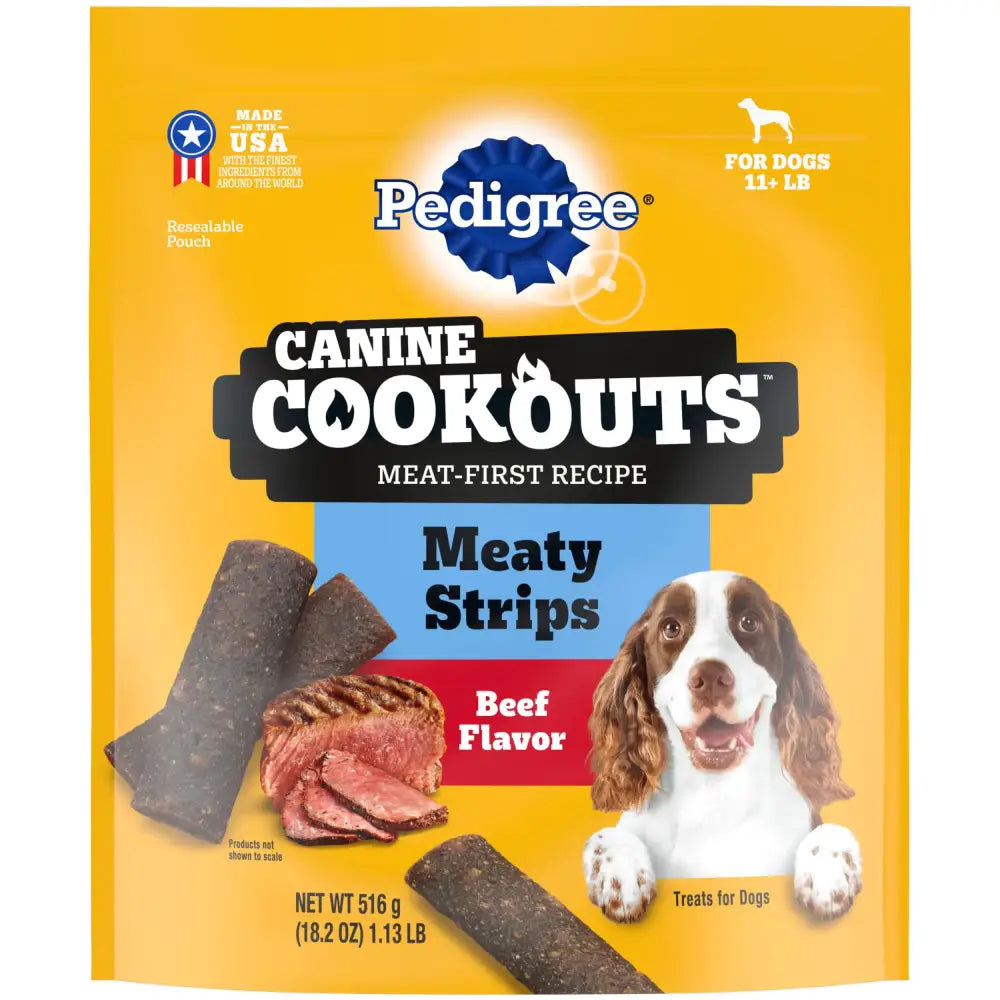Pedigree Canine Cookout Soft Dog Treats Beef Flavored Meaty Strips 18.2 oz. Bag Pack of 4 - Beef / 1.14 Pound (Pack