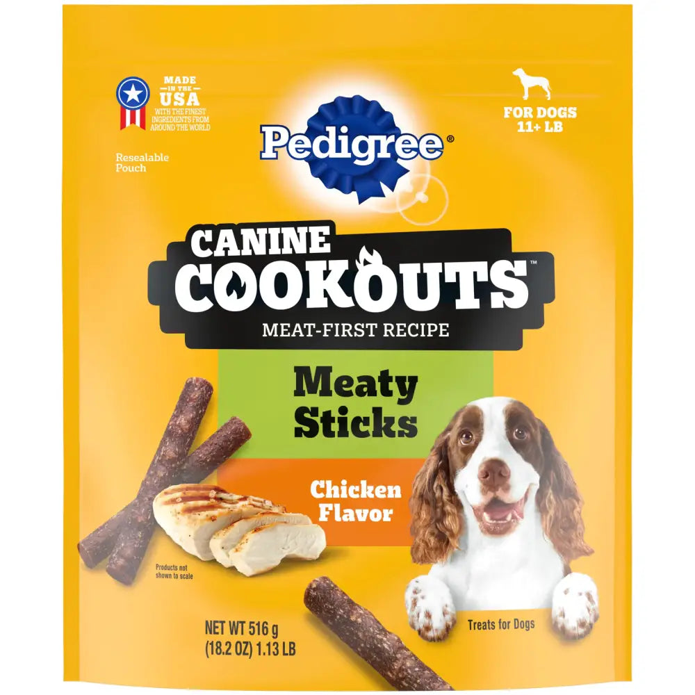 Pedigree Canine Cookout Soft Dog Treats Chicken Flavored Meaty Sticks 18.2 oz. Bag Pack of 4 - Chicken / 1.14 Pound