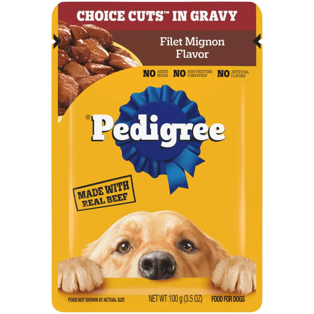 Pedigree Choice Cuts In Gravy Adult Soft Wet Dog Food Filet Mignon Flavor 3.5 oz Pouches (16 Count) - Filet Mignon