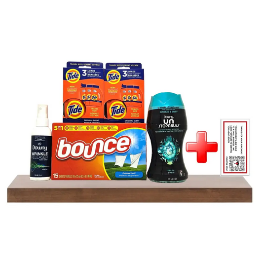 Phoenix Roses Ultimate Travel Laundry Bundle - Tide Detergent Bounce Dryer Sheets Wrinkle Releaser Unstopables Scent