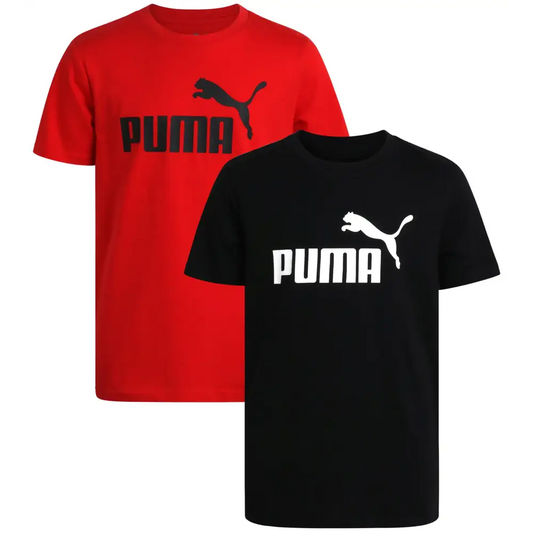 PUMA Boys T-Shirt - 2 Pack Core Logo T-Shirt for Boys - Basic Athletic Crewneck Short Sleeve Tee (S-XL) Size Small