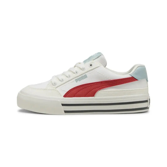 PUMA Court Classic Vulc Sneaker White-Red Fire-Vapor Gray 6.5 US Unisex Big Kid - Puma White-red Fire-vapor Gray / 6.5