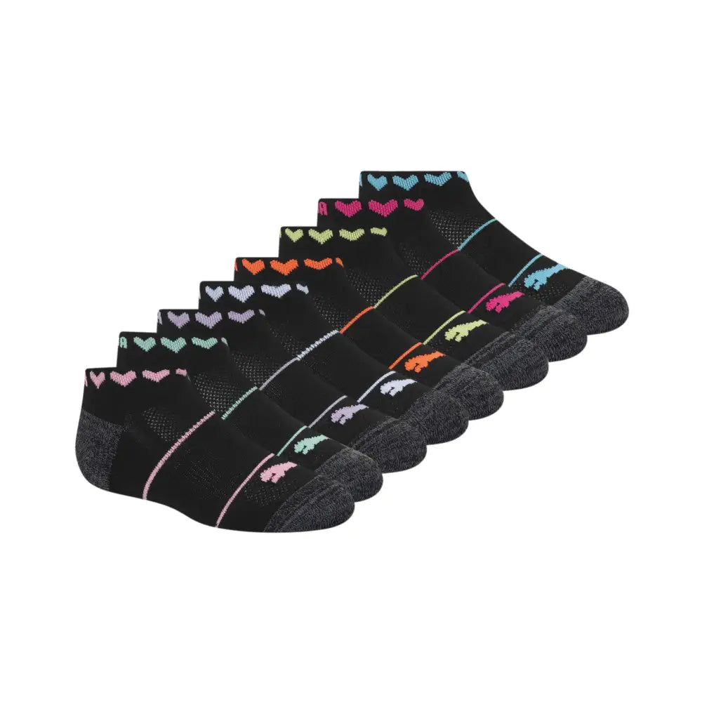 PUMA girls 8 Pack Low Cut + Hair Ties Running Socks Black/Multi 5-6.5 US - Black/Multi / 5-6.5