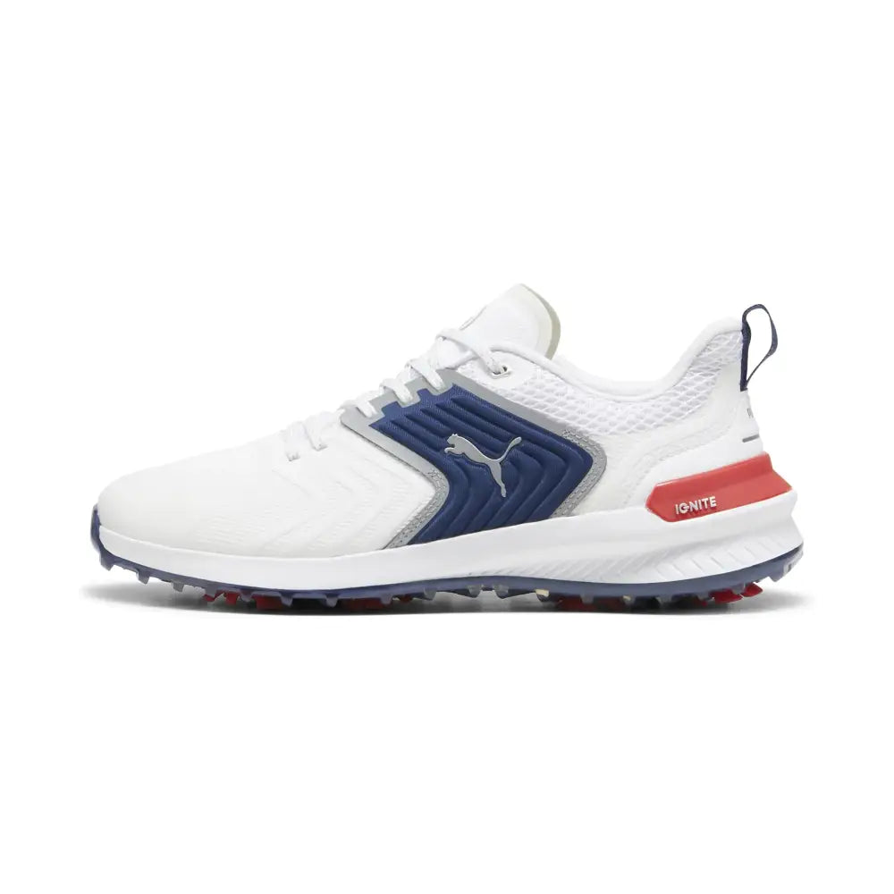 PUMA GOLF Mens Ignite Innovate Sneaker 8 Wide White - Puma White-persian Blue-strong Red / 8 Wide