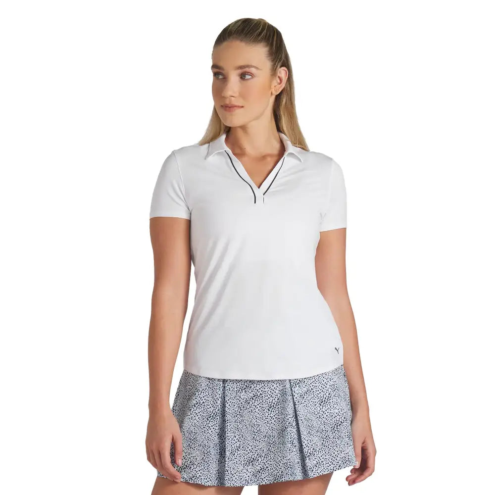 PUMA Golf Womens CLOUDSPUN Piped SS Polo White Glow - White Glow / Medium