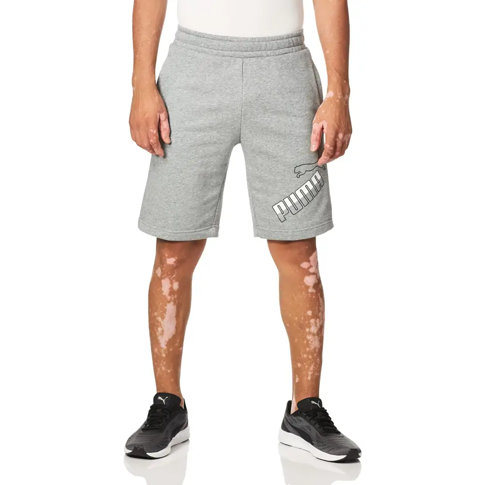 PUMA Mens Big Logo 10’’ Shorts Medium Gray Heather X-Large - Medium Gray Heather / X-Large