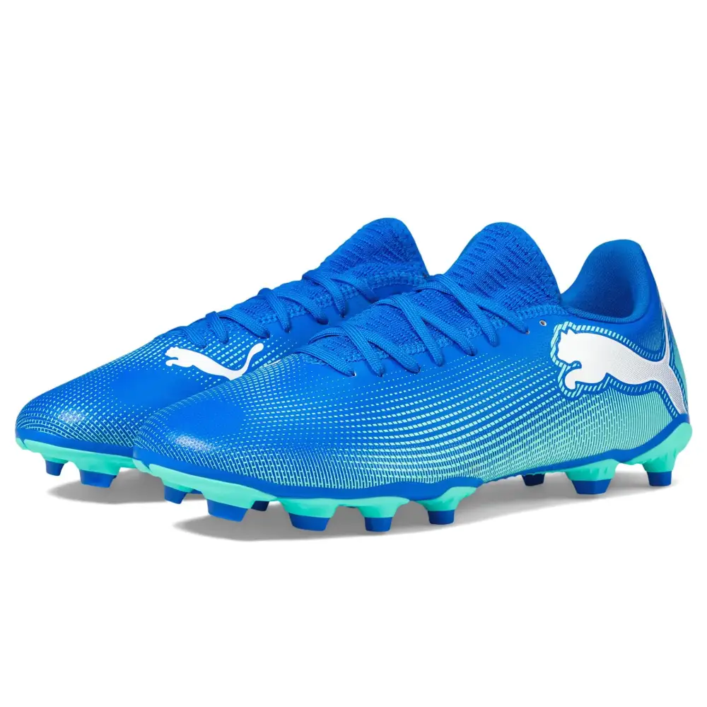 PUMA Mens Future 7 Play Firm Artificial Ground Soccer Cleats Sneaker Hyperlink Blue-Mint White 11.5 - Hyperlink