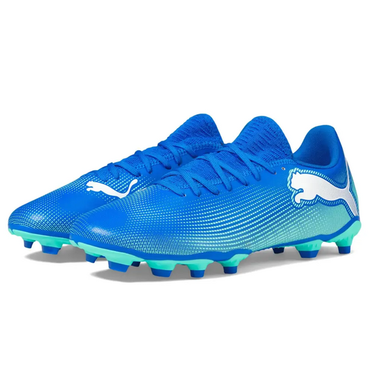 PUMA Mens Future 7 Play Firm Artificial Ground Soccer Cleats Sneaker Hyperlink Blue-Mint White 11.5 - Hyperlink