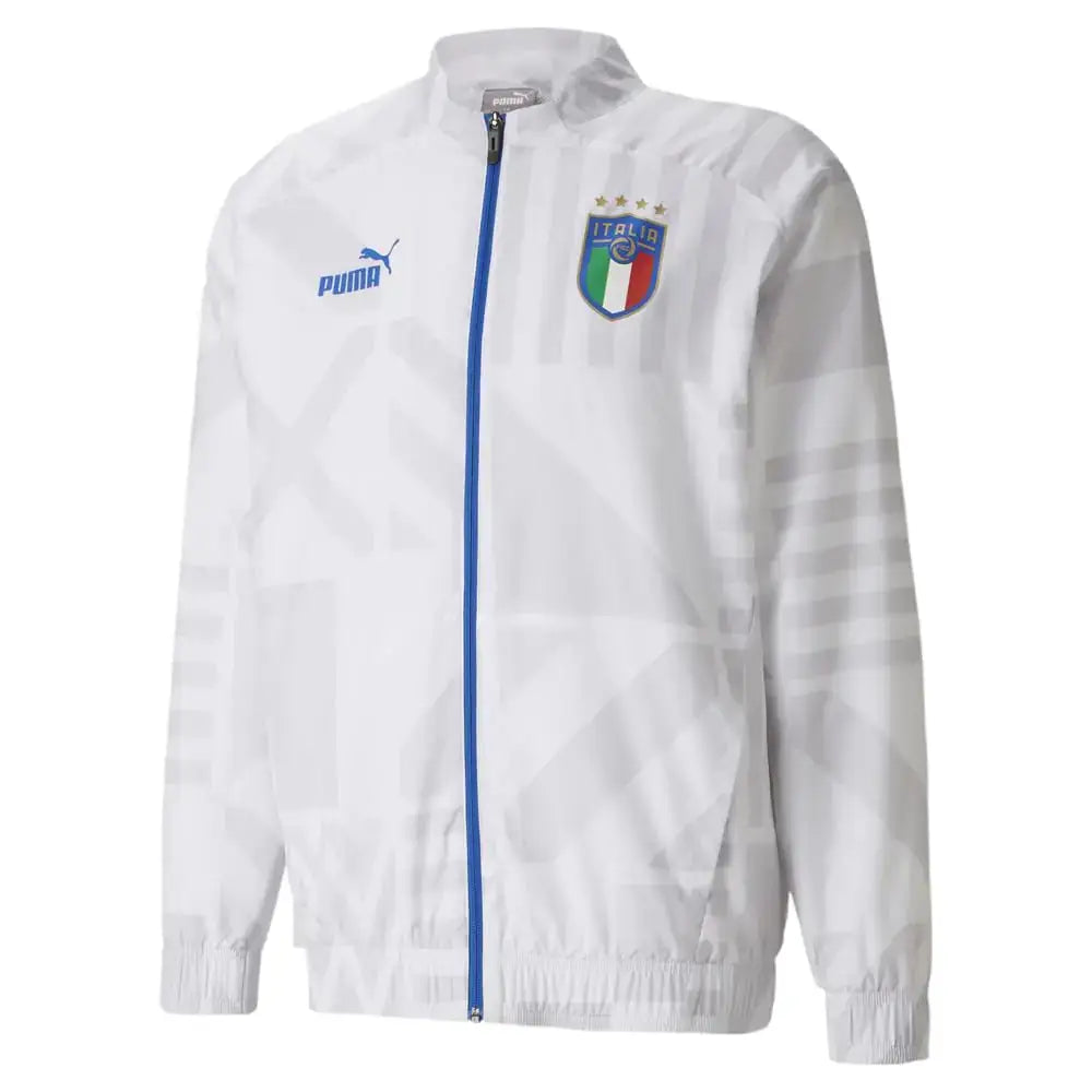 PUMA Mens Italy Away Prematch Jacket Soccer Cleats Full Zip Moisture Wicking - White - Size M - White / Medium