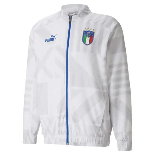 PUMA Mens Italy Away Prematch Jacket Soccer Cleats Full Zip Moisture Wicking - White - Size M - White / Medium