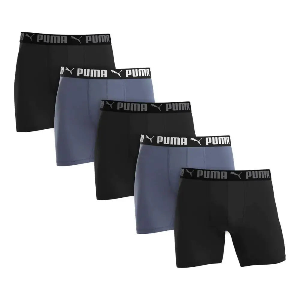 PUMA Mens Microfiber Boxer Brief 5-pack (Large Black and Gray) - Black and Gray / Large