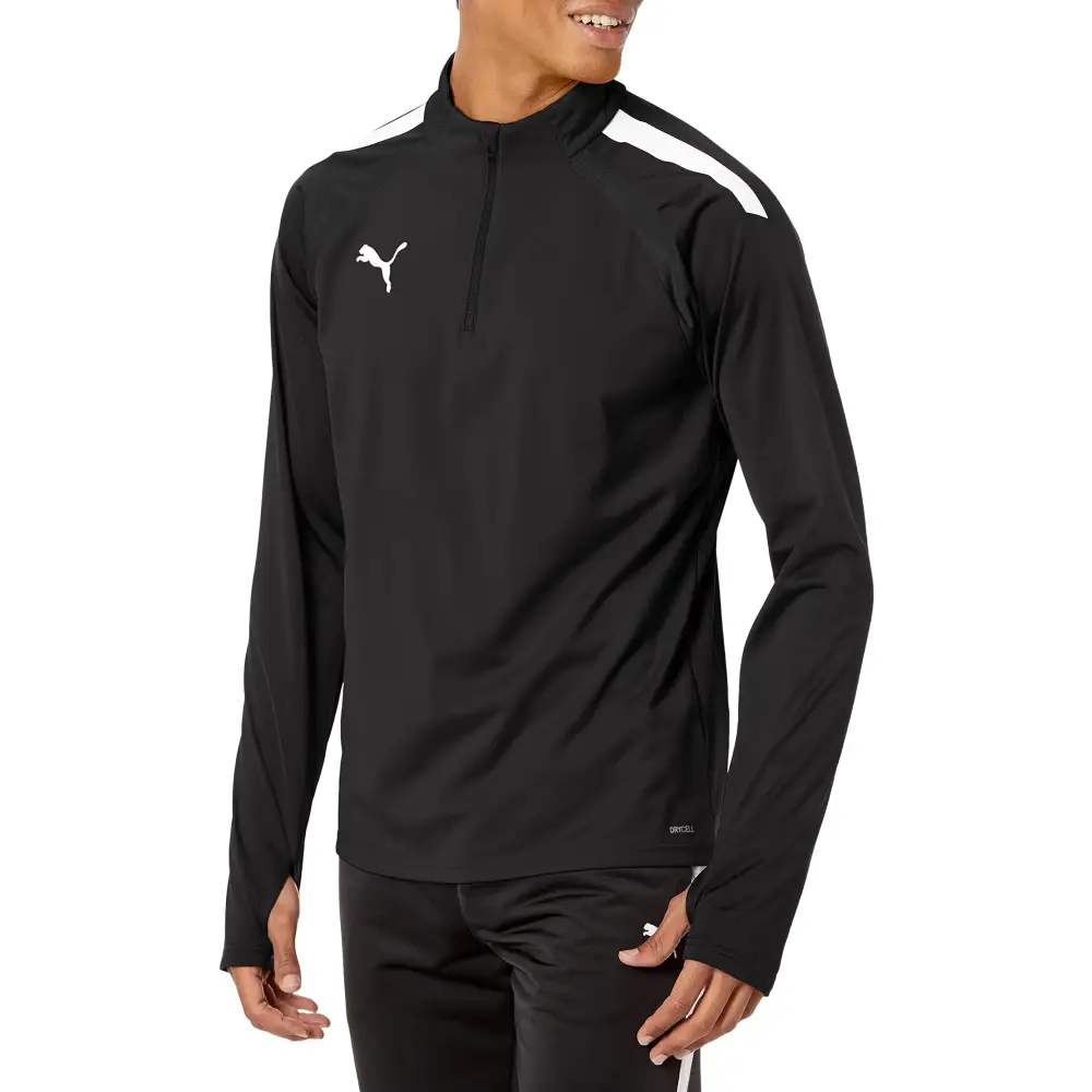 PUMA Mens Teamliga 1/4 Zip Top Black/White X-Small - Black/White / X-Small
