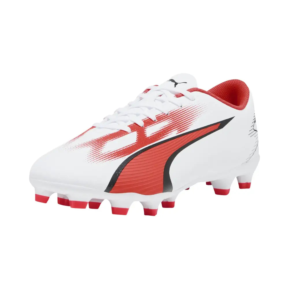 PUMA Mens Ultra Play Firm Artificial Ground Soccer Cleats PUMA Mens White-PUMA Mens Black-Fire Orchid 11 - Puma