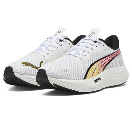 PUMA Mens Velocity Nitro 3 Sneaker White/Sun Stream 11.5 - Puma White/Sun Stream / 11.5