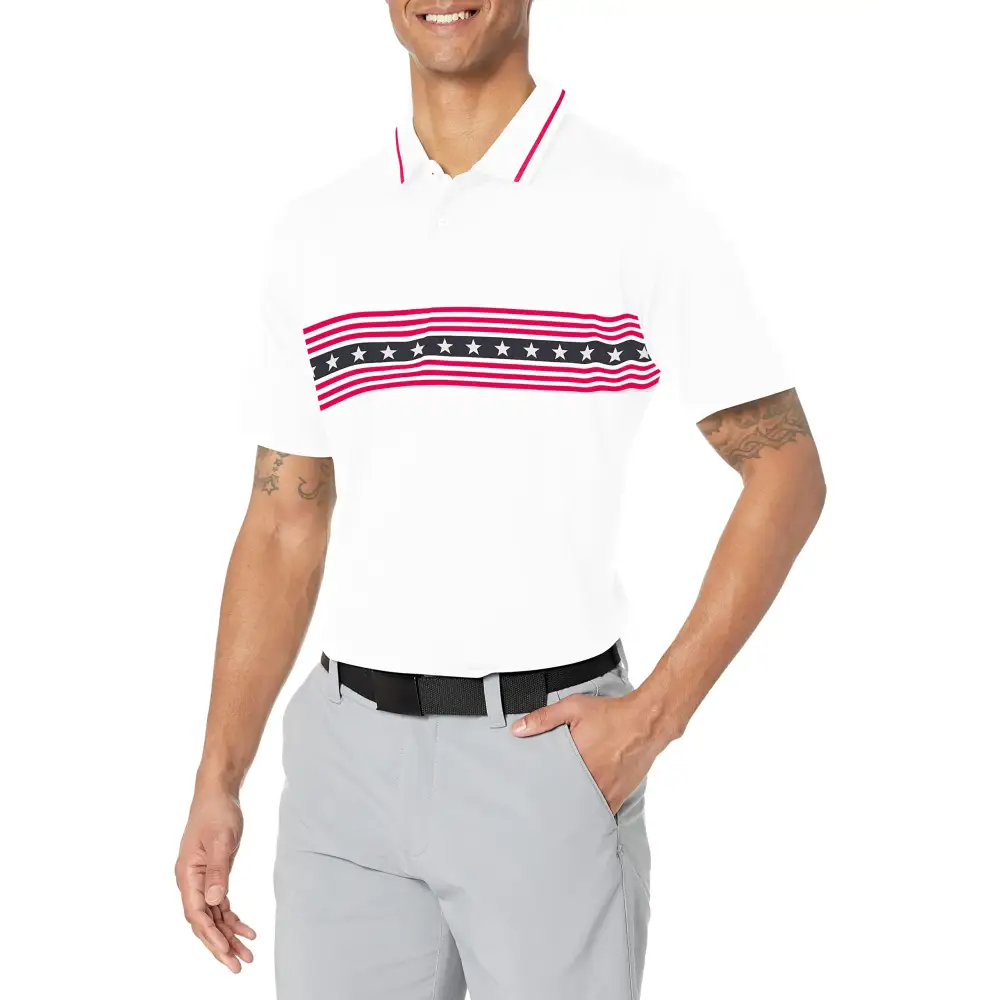 Puma pumagolf Volition Freedom Stripe Polo Bright White-Ski Patrol Large - Bright White-ski Patrol / Large