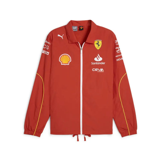 PUMA Scuderia Ferrari Mens 2024 Team Coach Jacket Burnt Red - Size: Medium - Burnt Red / Medium