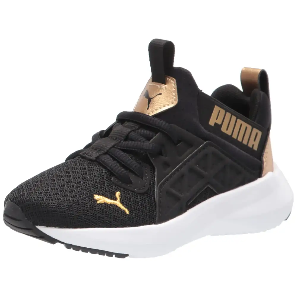 PUMA Softride Enzo Shineline (Big Kid) Puma Black/Puma Team Gold 7 Big Kid M - Black / 7 Big Kid