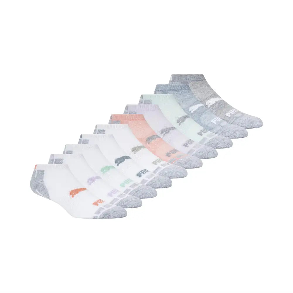 PUMA unisex child PUMA Girls 10 Pack Low Cut Socks Peach 7-8.5 US - Peach / 7-8.5