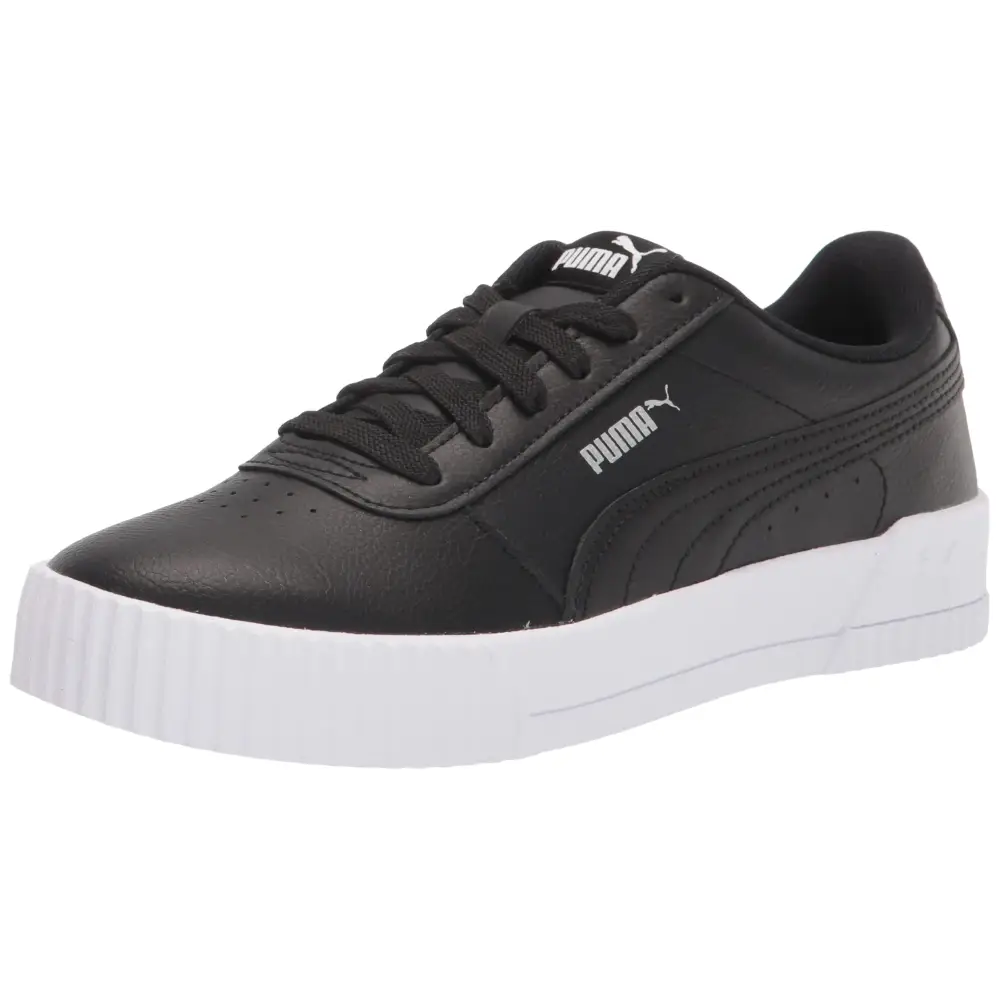 PUMA Womens Carina L Sneaker Black White Silver 7 - Puma Black-puma White-puma Silver / 7
