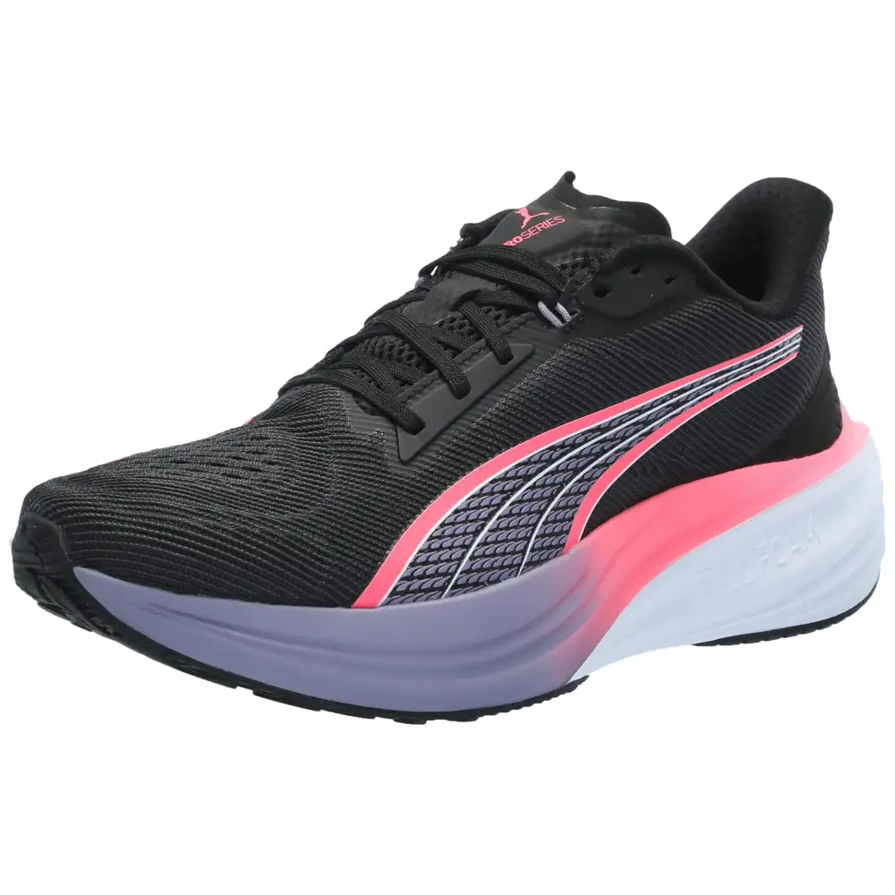 PUMA Womens Darter Pro Running Shoe Sneaker Black-Sunset Glow-Pale Plum 10 - Puma Black-sunset Glow-pale Plum / 10
