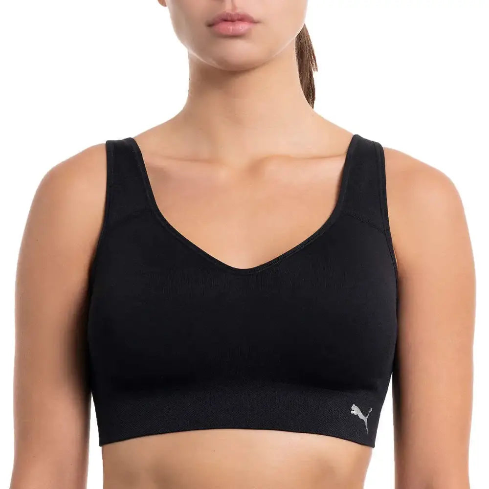 Puma Womens Performance 2 Pack Seamless Sports Bra (Black/Grey Large) - n/a