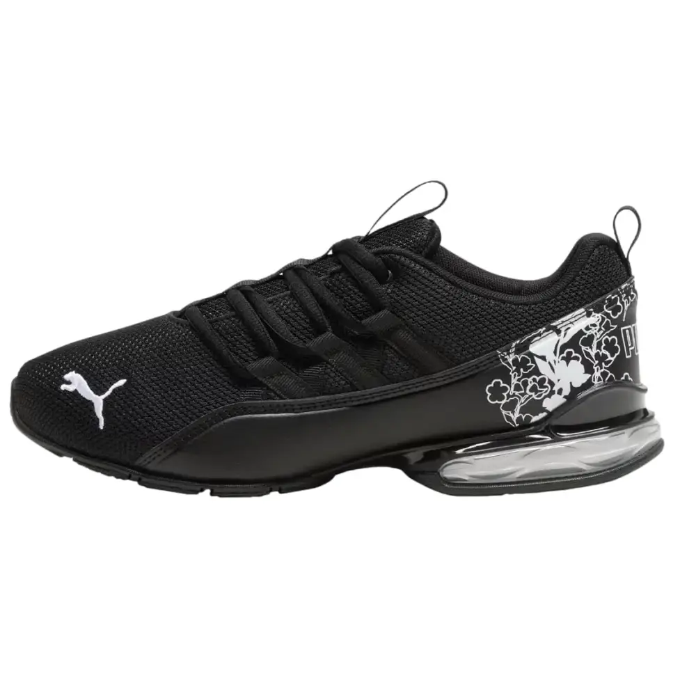 PUMA Womens Riaze Prowl Floral Lace Up Sneakers Shoes Casual Black/White - Black/White / 6.5