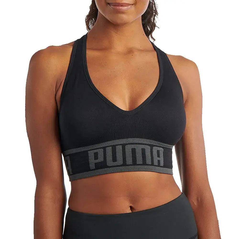 PUMA Womens Seamless Sports Bra Black Medium - Puma Black / Medium