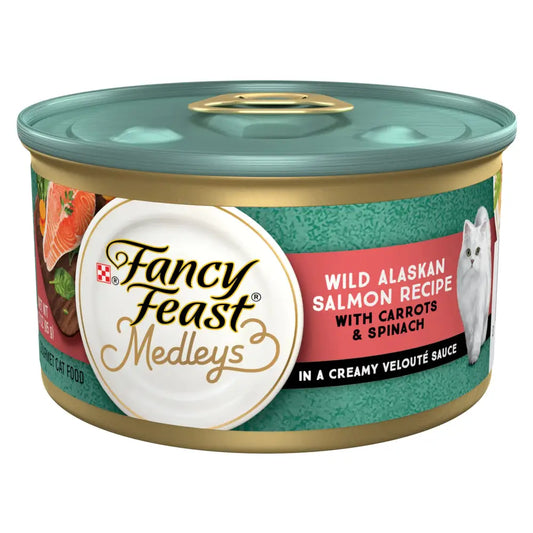 Purina Fancy Feast High Protein Wet Cat Food Medleys Wild Alaskan Salmon Recipe With Garden Veggies in Sauce - (Pack