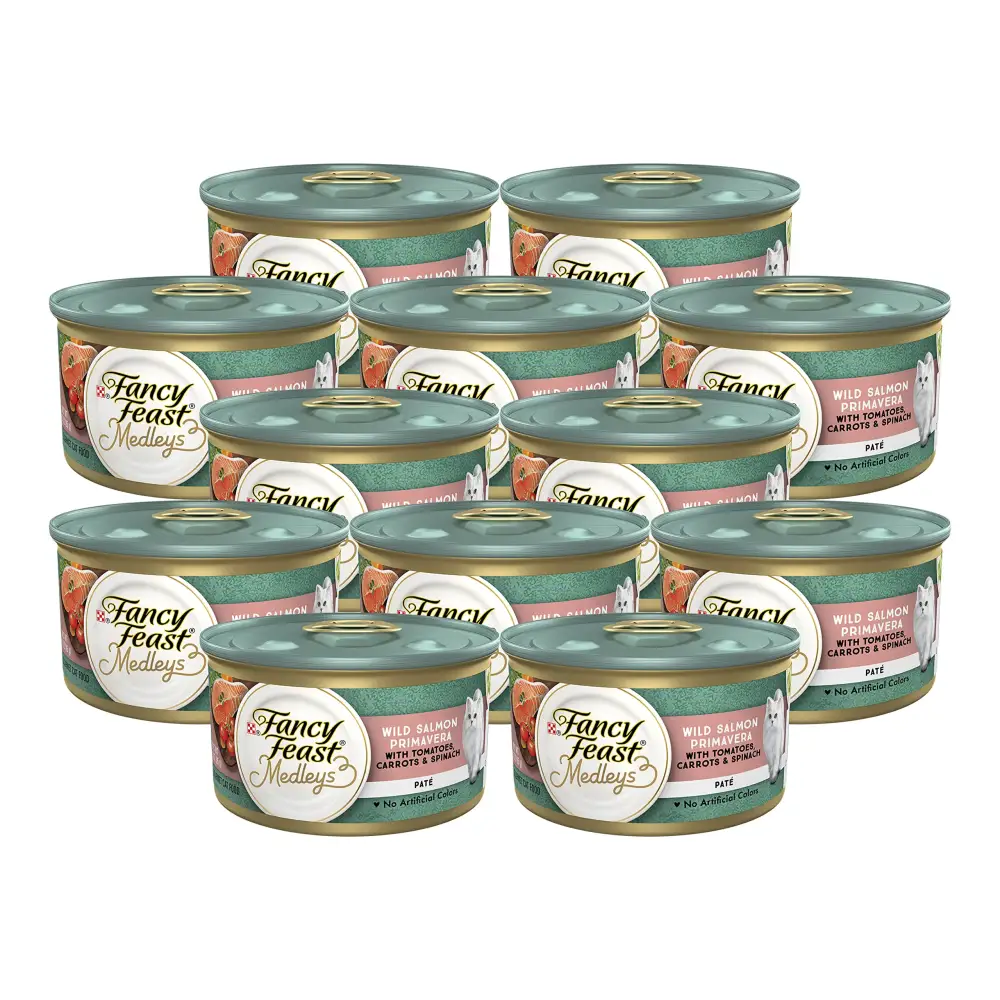 Purina Fancy Feast Pate Wet Cat Food Medleys Wild Salmon Primavera with Garden Veggies & Greens - 3 oz. Can (Pack