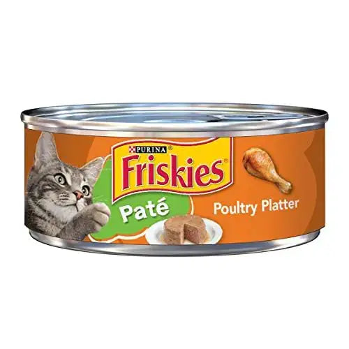 Purina Friskies Wet Cat Food Can Poultry Platter Pate Made with Real Turkey Canned Wet Cat Food for Adult Cats &