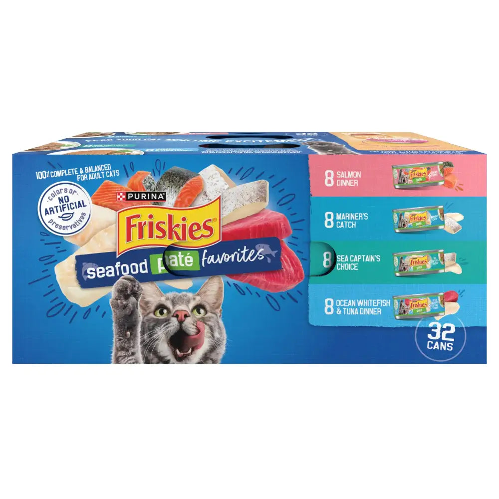Purina Friskies Wet Cat Food Pate Variety Pack Seafood Favorites - (Pack of 32) 5.5 oz. Cans - Variety Pack / Standard