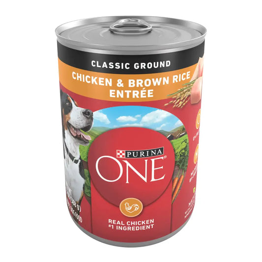 Purina ONE Classic Ground Chicken and Brown Rice Entree Adult Wet Dog Food - (Pack of 12) 13 oz. Cans - Chicken & Brown