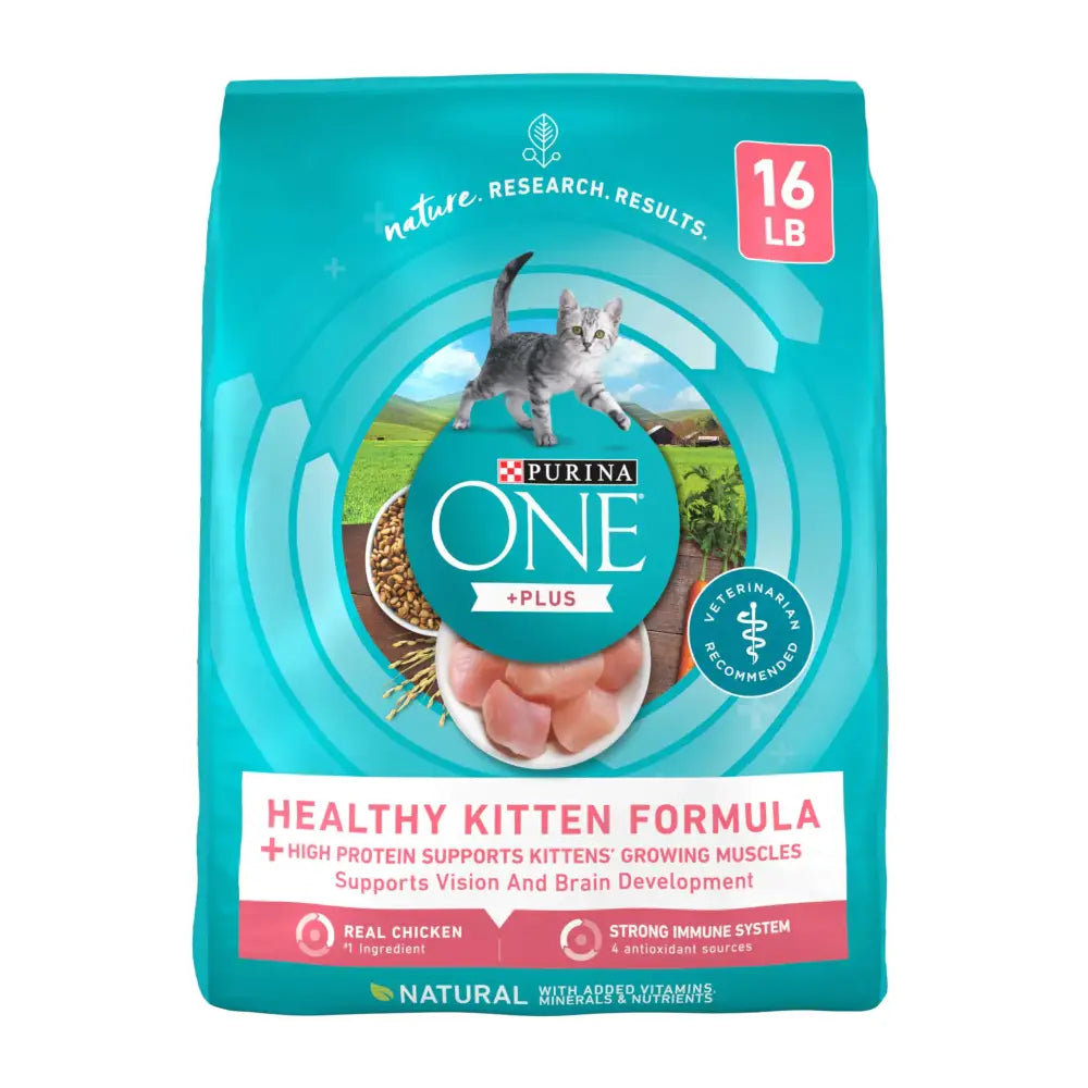 Purina ONE High Protein Natural Dry Kitten Food +Plus Healthy Kitten Formula - 16 lb. Bag - Chicken / 16 Pound (Pack