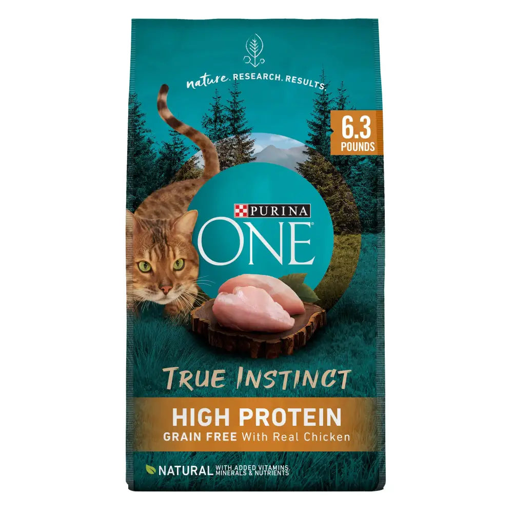 Purina ONE Natural High Protein Grain Free Dry Cat Food True Instinct With Real Chicken - 6.3 Lb. Bag - Chicken / 6.3