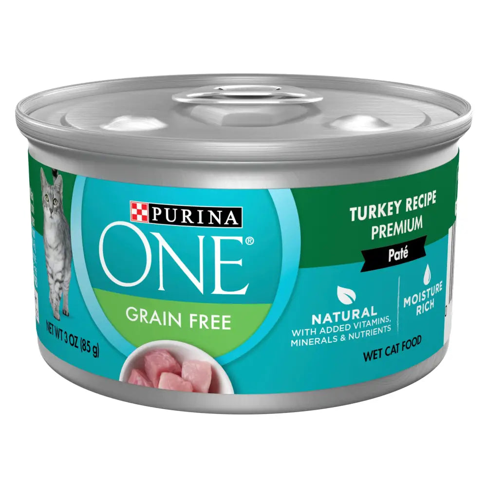 Purina ONE Natural High Protein Grain Free Wet Cat Food Pate Turkey Recipe - (Pack of 24) 3 oz. Pull-Top Cans - Classic