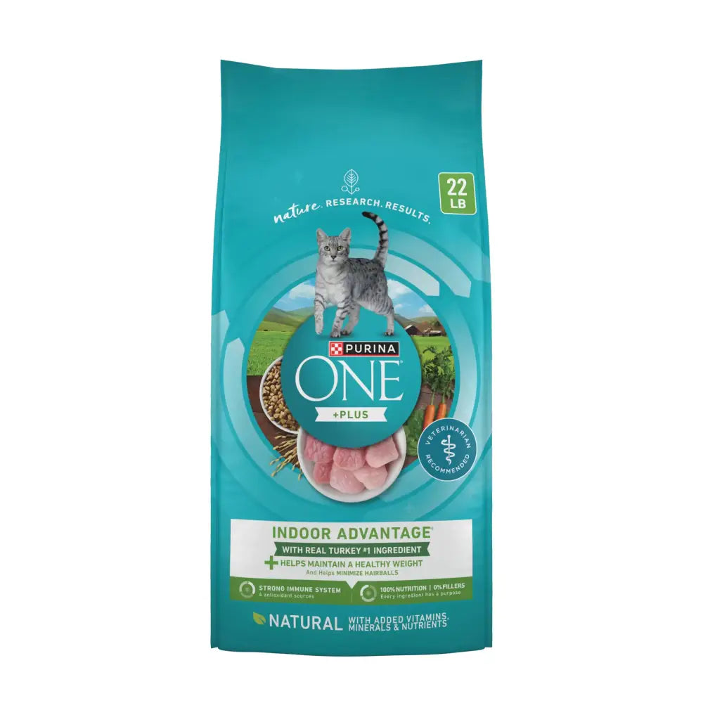 Purina ONE Natural Low Fat Weight Control Indoor Dry Cat Food +Plus Indoor Advantage - 22 lb. Bag - Turkey / 22 Pound