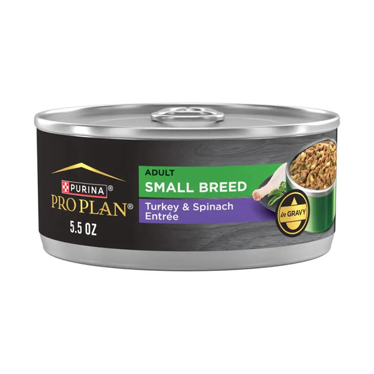 Purina Pro Plan Adult Small Breed Turkey and Spinach Entree in Gravy Wet Dog Food for Small Dogs - (Pack of 24) 5.5 oz.
