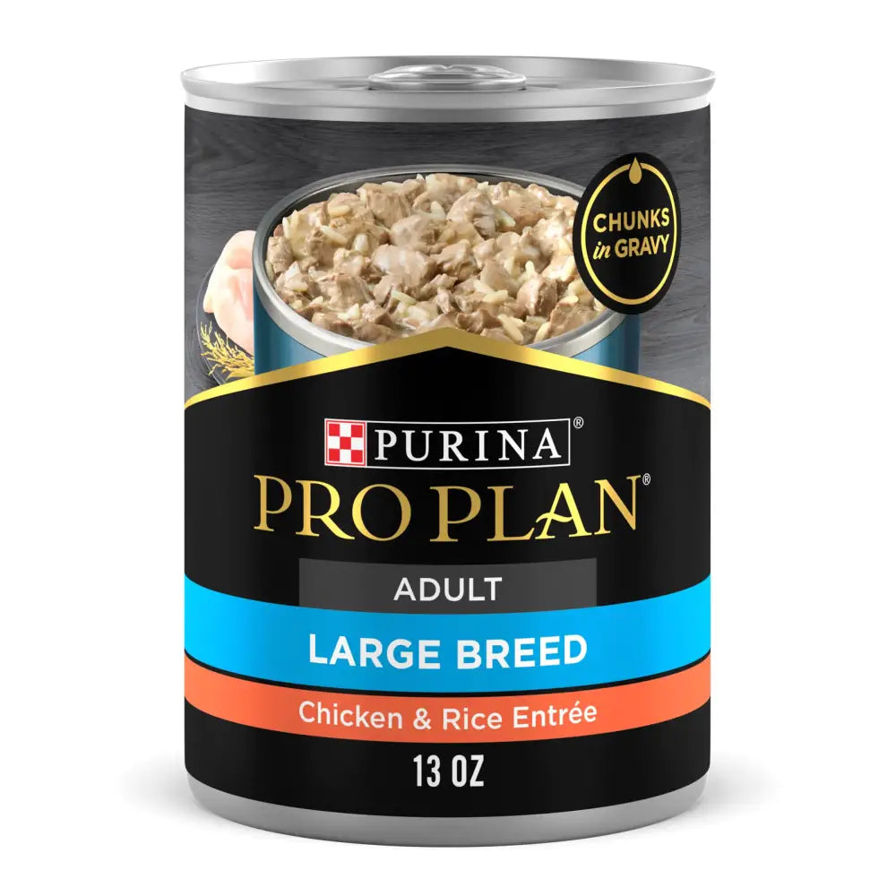 Purina Pro Plan Gravy Wet Dog Food for Large Dogs Large Breed Chicken and Rice Entrée - (Pack of 12) 13 oz. Cans