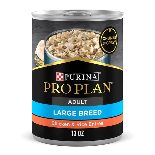 Purina Pro Plan Gravy Wet Dog Food for Large Dogs Large Breed Chicken and Rice Entrée - (Pack of 12) 13 oz. Cans