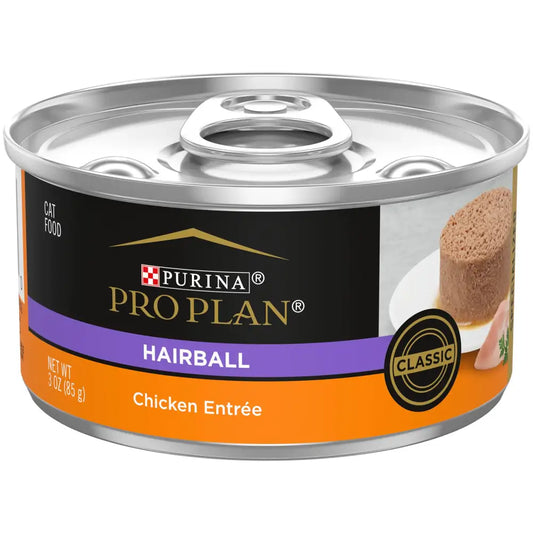 Purina Pro Plan Hairball Control Cat Food Wet Pate Hairball Chicken Entree - (Pack of 24) 3 oz. Cans - Chicken / 3